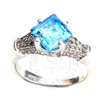 Uncut Diamond, Blue Topaz Finger Ring