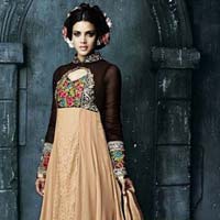 Georgette Style Traditional Wear Beige Color Suit