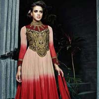 Red Beige Color Fancy Traditional Suit