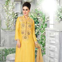 Satin Lawn Cotton Net Fancy Salwar Suit