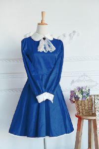 Blue Cotton Doll Collar Long Sleeves Fashion Lolita Dress