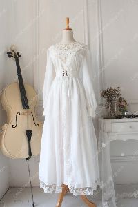 White Lace cardigan Front Gothic Lolita Long Dress