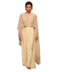 Crystal Embroidered Crepe Indo Western