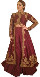 Deep Rust Embroidered Lahenga Style