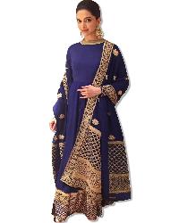 Deepika Padukone Blue Suit Embroidered