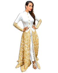 Malaika Arrora Khan Gold Zari Embroidered Indo Western