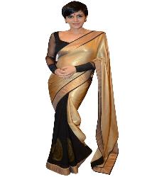 Mandira Bedi Golden Black Saree
