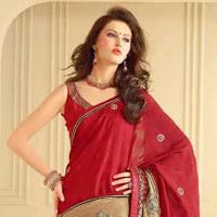 Red and Beige Saree