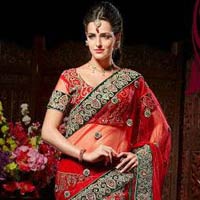 Red Wedding Saree with Heavy Embroidery