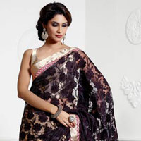 Choclate Embroidered Saree