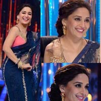 Madhuri Blue Net Saree Worn in Jhalak