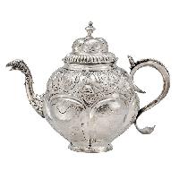 silver teapot