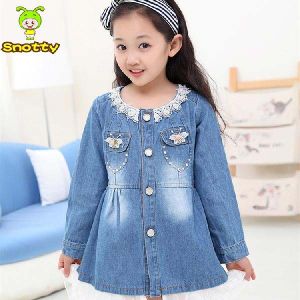 Girls Frocks Denim Wash