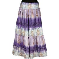 Silk Habutai Tie Dye Hand Stamped Skirt- Code- Sk-1b