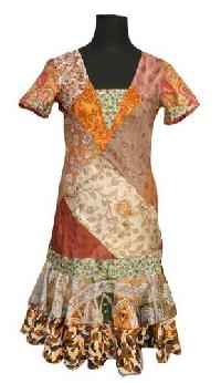 Vintage Sari Patch Ladies Dress