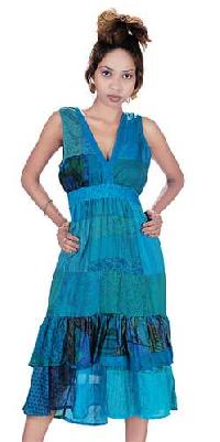 Vintage-Silk-Sari-V-Neck-Patch-Dress