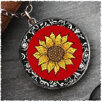 Sunflower Reversible Circular Pendant