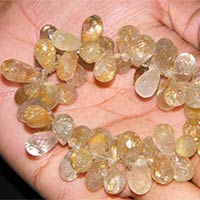 Far Size Golden Rutile Faceted Teardrop Beads