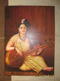 Sitar Lady Oil Painting