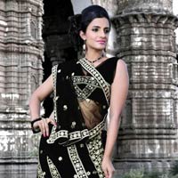 Black Net Saree with Unstitched  Blouse
