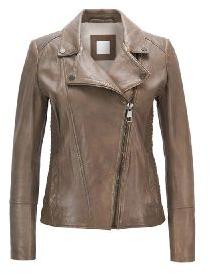Regular Fit Leather Jacket With Asymmetric Zip