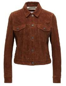 Suede Trucker Jacket With Artwork Panel