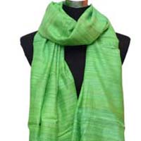 Green Plain Ghicha Silk Dupatta (Design No. D00016)
