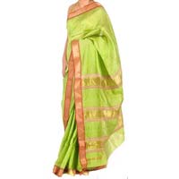 Maheshwari Pure Silk Saree with Jute Stripes(Design No. S0006)