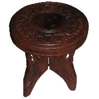 Three Leg Wooden Stand For Puja Mandir - A4416