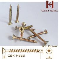 Pozi Drive Double Countersunk Head Yellow Galvanized Chipboard Screw