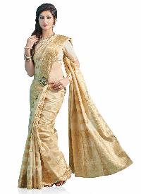Beige Colour Tussar Silk Woven Saree