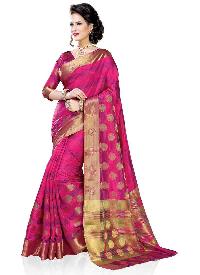 Pink  Woven Art Silk Saree