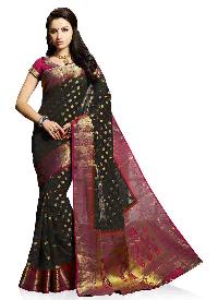 Meghdoot Black and Pink Colour Art Silk Woven Saree
