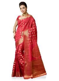 Bright Red Colour Art Silk Woven Saree