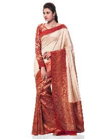 Red Traditional Woven Kanchipuram Spun Silk Saree