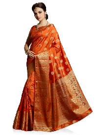 Orange Woven Art Silk Saree