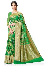 Meghdoot Parrot Green Colour Kanchipuram Woven Spun Silk Saree