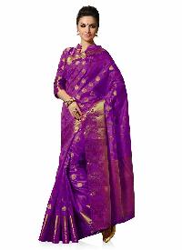 Purple Colour Woven Art Silk Saree