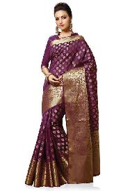 Purple Woven Art Silk Saree