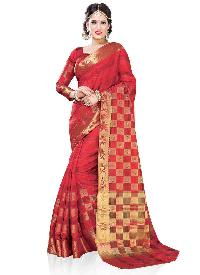 Red Colour Woven Art Silk Saree
