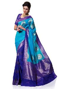 Royal Blue Woven Kanchipuram Spun Silk Saree