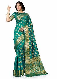 Green Colour Woven Art Silk Saree