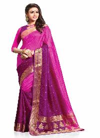 Pink and Purple Colour Art Silk Woven Saree