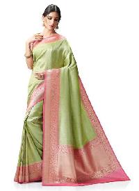 Green Kanchipuram Woven Spun Silk Saree