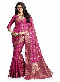 Pink Tussar Silk Saree