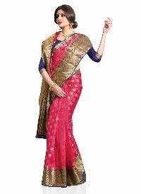 Meghdoot Pink Woven Art Silk  Saree