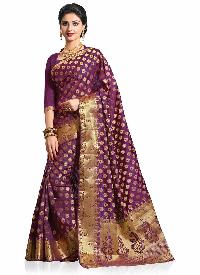 Wine Colour Art Silk Woven Saree