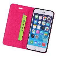 Sand Grain Pattern Pu Leather Wallet Magnetic Closure Case Cover for Iphone 6- Red