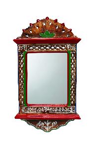 Handcrafted Jharokha Mirror with Intricate Warli Work and Perforated S
