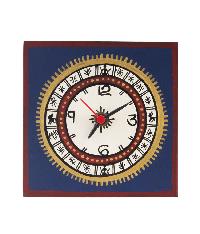 Square Warli Painted Blue Table Clock
